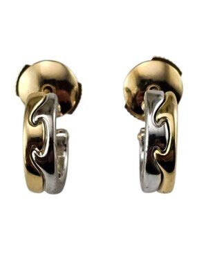 Georg Jensen 18K Yellow and White Gold Fusion Small Hoop Earrings w/Box #25497